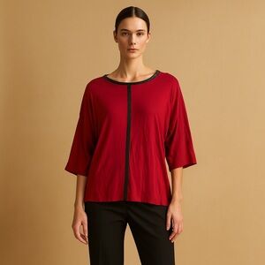 LUXURY LISTING — PASSPORTS RED DOLMAN TOP (XL / 16–18)